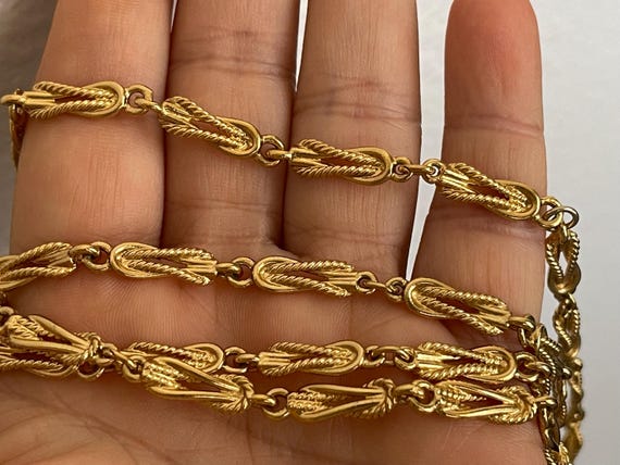 Monet twisted, knot gold plated  chain necklace - image 4