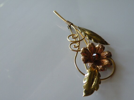 Van Dell flower pin, brooch. 12K Gold filled, top… - image 3