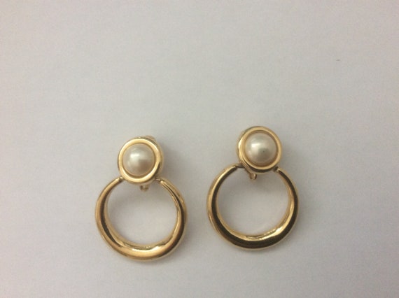 Trifari faux pearl clip-on earrings. 1969-1973 - image 2