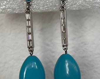 Nolan Miller faux turquoise, clear rhinestone stud earrings