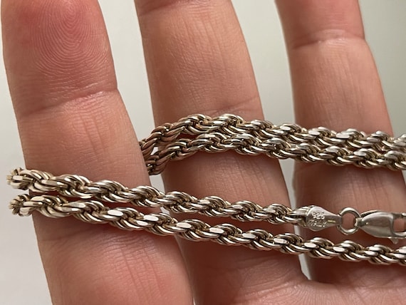 Italy Italian Sterling Silver 925 Rope Chain Necklace 24