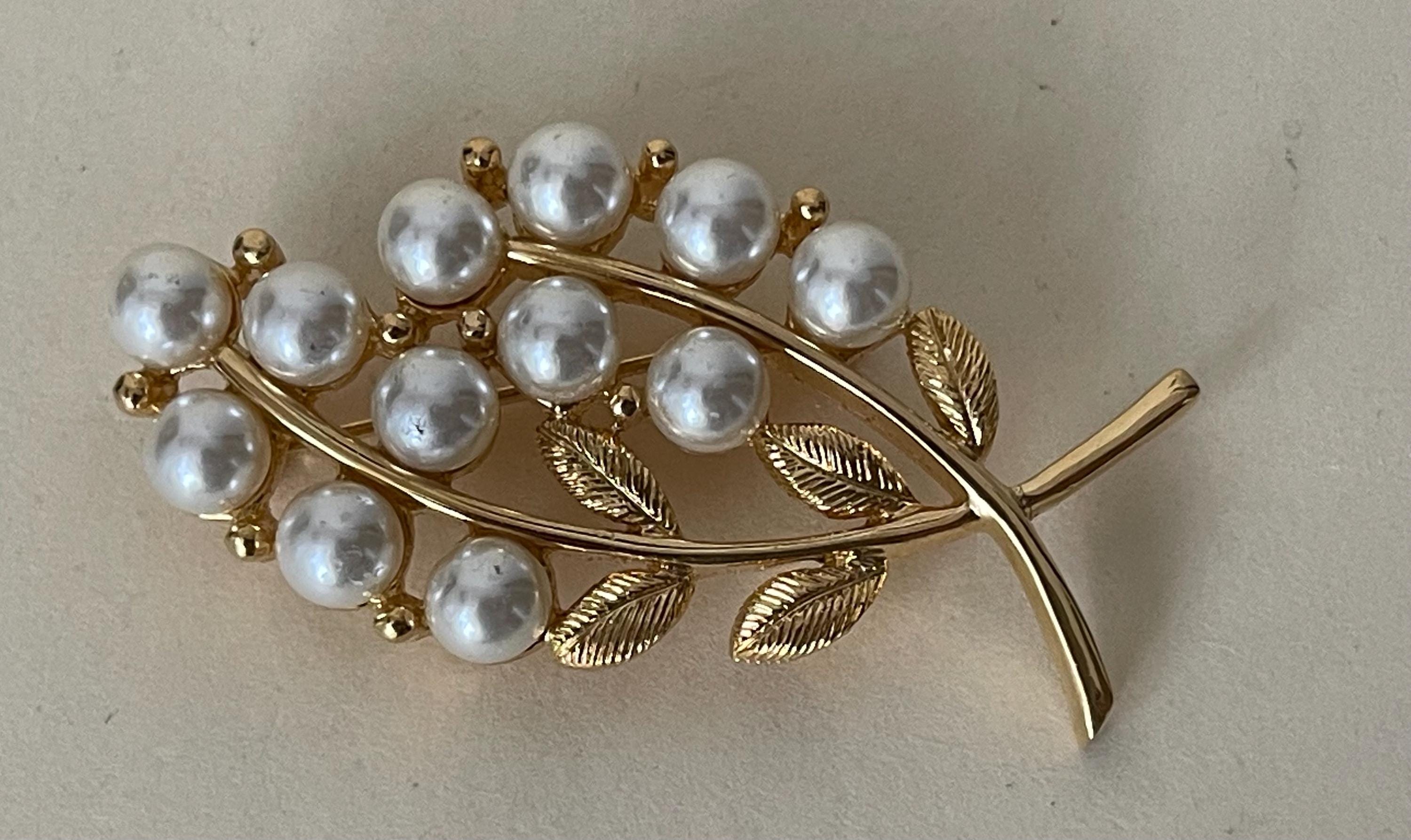 アクセサリー NANO gold plated pearl brooch SILVER 950 Pearl Lab Diamond 9ct White Gold Brooch | Jian London