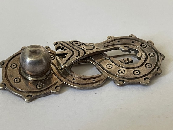 Rafael Melendez Taxco Mexico sombrero snake Aztec sterling silver 925 brooch