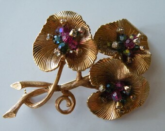 Broche de Vendome feuille floral swarovski perles