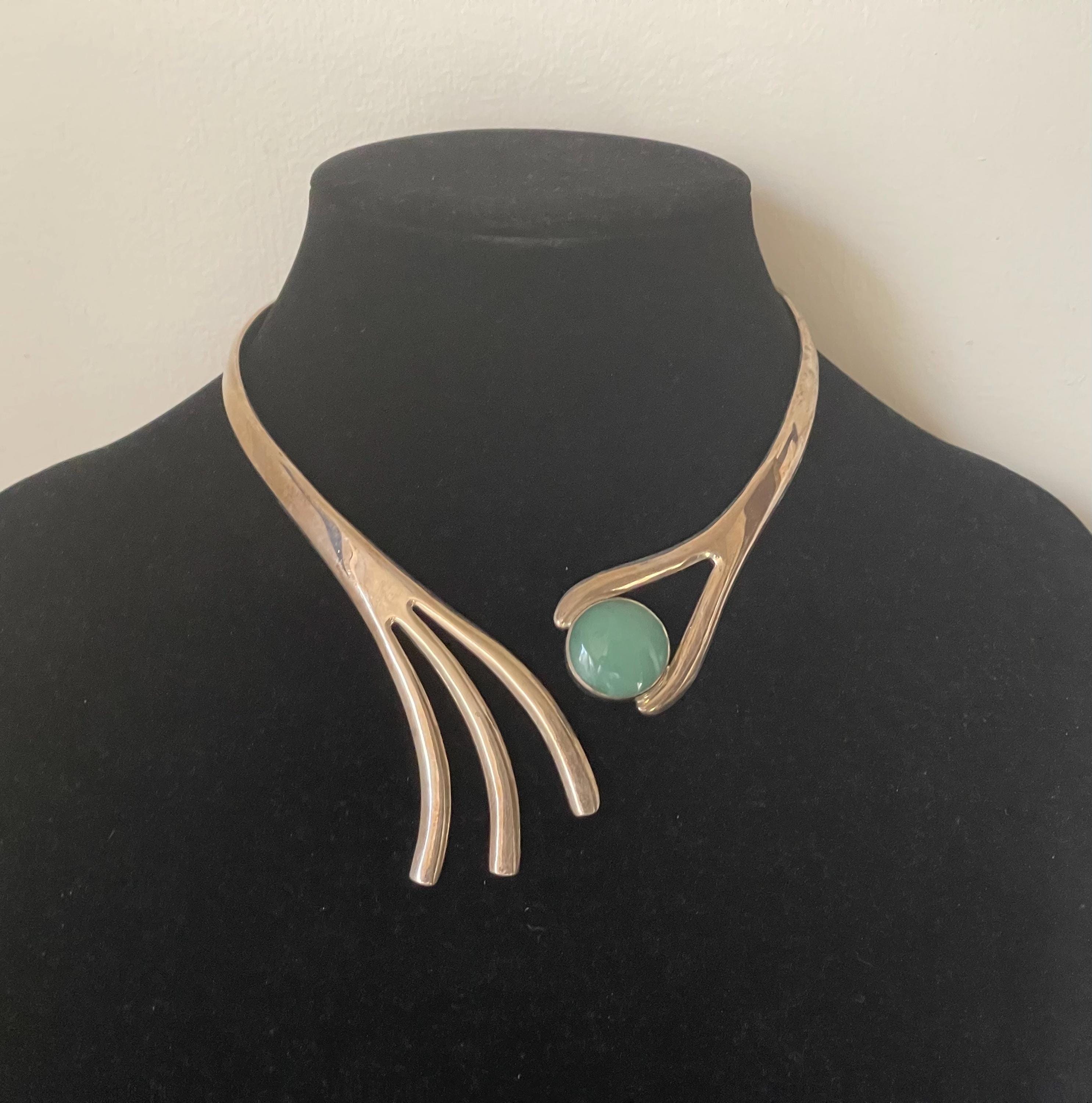 Taxco TL-63 Mexico 950 Silver Fork, Modernist Collar, Choker
