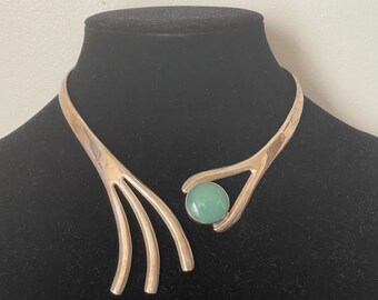 Taxco TL-63 Mexico 950 Silver Fork, Modernist Collar, Choker