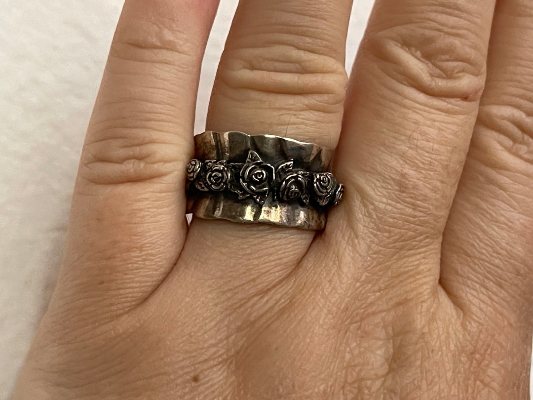 Regina Lane RL Sterling Silver Flower Roses Ring Size 9 Israel
