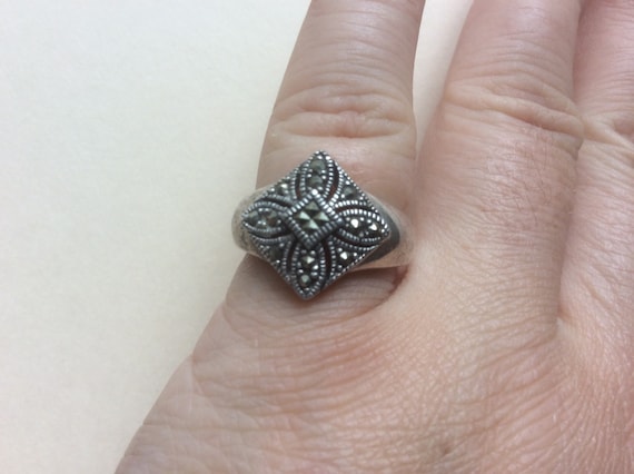 NF Sterling silver 925 marcasite ring size 6.25 - image 1