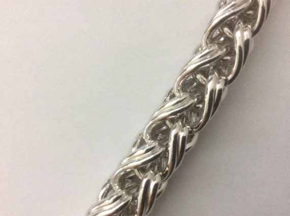 Monet Braided Wheat Spiga Link  Silver plated Cha… - image 4