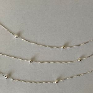 DBJ Sterling silver 925 Indonesia diamond cut ball, bead, 3 strands chain necklace