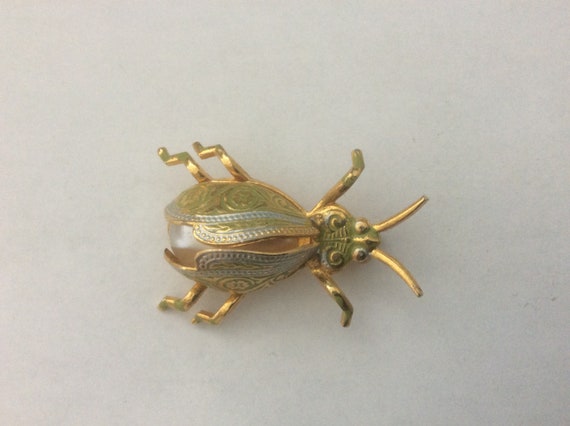 SPAIN faux pearl body bug brooch - image 2