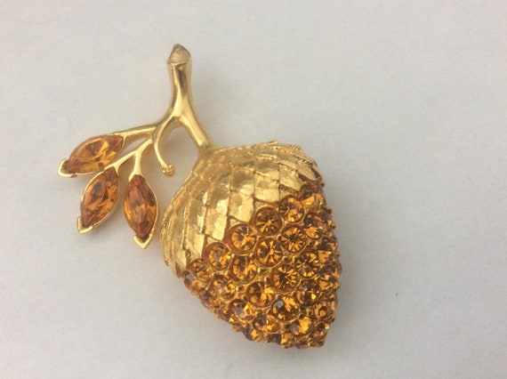 RAPALLO rhinestone acorn brooch - image 1