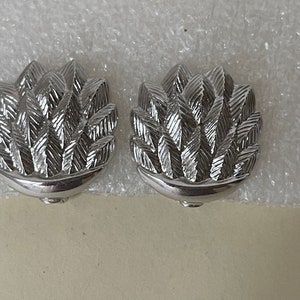 Monet Patd silver artichoke or flower silver plated clip-on earrings