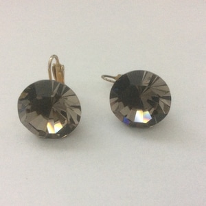 Vogue Jlry gray, black diamond rhinestone clip-on earrings