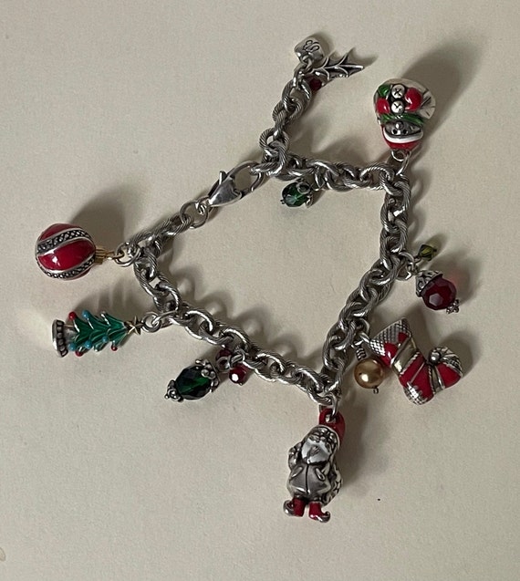 Brighton Charm Holder Bracelet with 14 Brighton Beads Spacers Charms