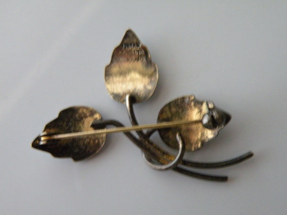 JEMAX Denmark sterling silver leaves brooch. Blue… - image 4