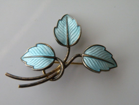 JEMAX Denmark sterling silver leaves brooch. Blue… - image 2