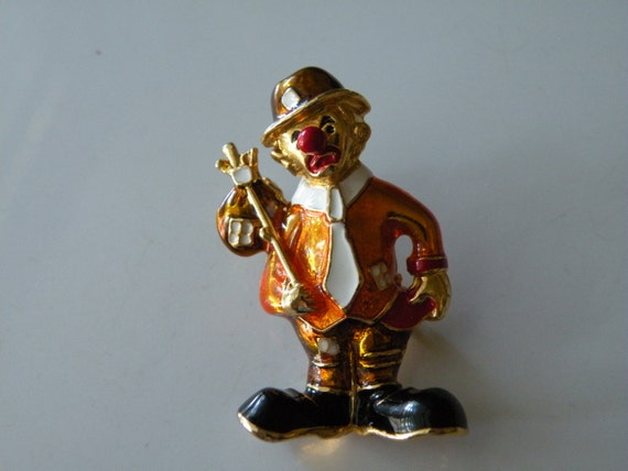 TJW by Mervyn's enamel clown brooch pin. Original… - image 3