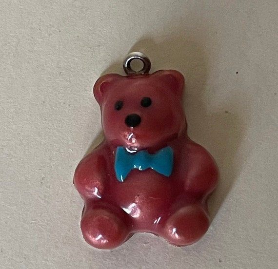 Italian sterling silver 925 enamel teddy bear cha… - image 1