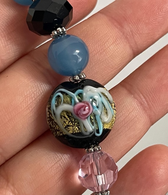 Murano Glass, Fiorato Beads, Wedding Cake Beads, Crystal, Sterling