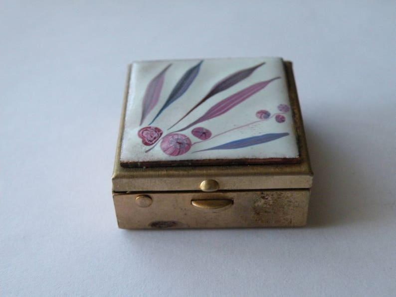 Originals by Agnes/' gold tone metal Handmade copper enamel pill box