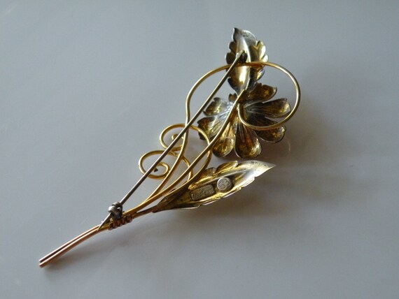 Van Dell flower pin, brooch. 12K Gold filled, top… - image 5