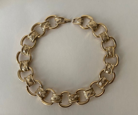 Trifari gold plated modernist, wide, chunky link … - image 4