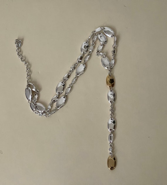 Anne Klein II silver, gold tone Y necklace