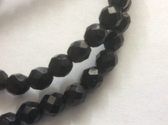 Hobe faceted black glass beaded necklace 1970-s. - image 2