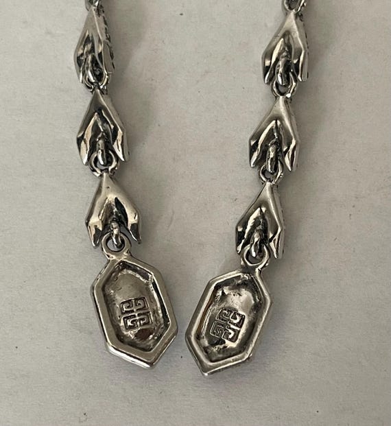 Givenchy  blue, gray rhinestone dangle, drop earr… - image 8