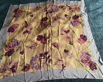 Laura Ashley Sjaal Zijde Grote Beige Bruine Achtergrond Met Bessen 34" Vierkant