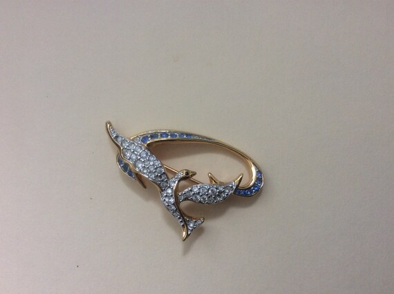 Swarovski Signed Freedom Pin  brooch. Bird dove i… - image 4