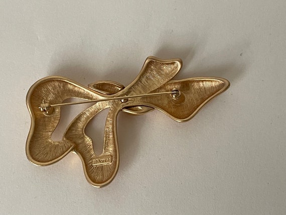 Monet matte gold, satin gold bow, ribbon brooch - image 4