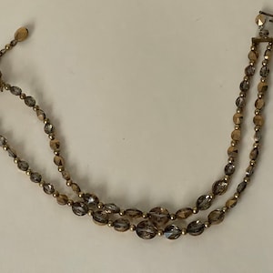 Topaz gold crystals beaded necklace.  Austrian crystal beads