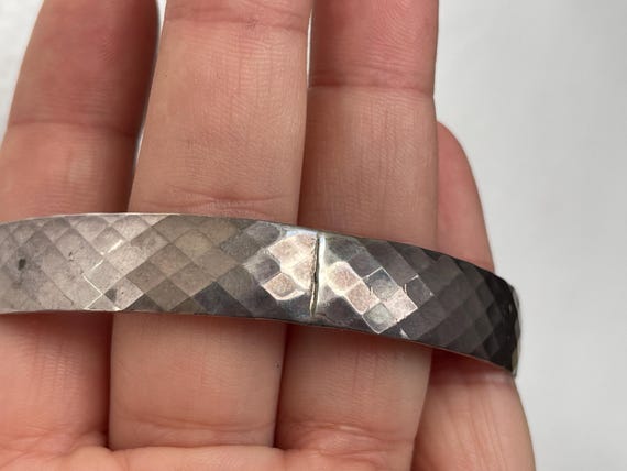 Sterling silver 925 diamond pattern bangle bracel… - image 10