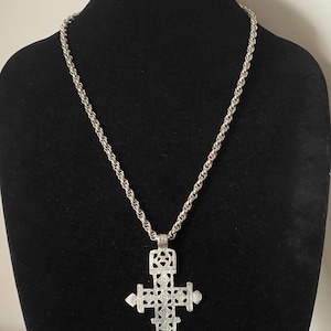Alva Museum Coptic cross silver plated pendant with chain