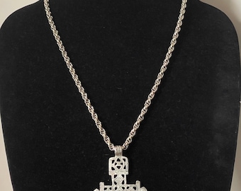 Alva Museum Coptic cross silver plated pendant with chain