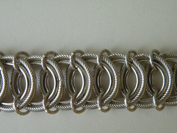 Goldette silver plated bracelet  linked circles - image 9