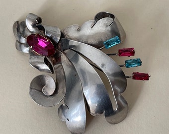 Ancienne Broche En Argent Massif Art Déco Nouveau créateur Feuilles Ancienne Broche En Argent Massif Art Déco Nouveau créateur Feuilles