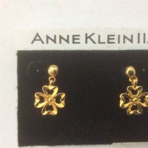 Anne Klein gold plated clover, flower stud earrings. Surgical steel posts.