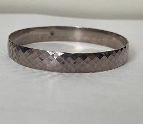 Sterling silver 925 diamond pattern bangle bracel… - image 8