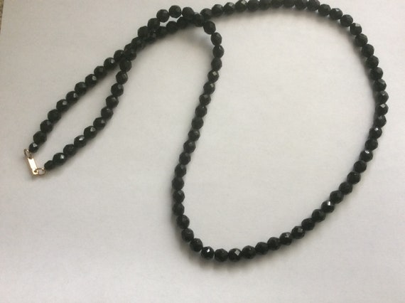 Hobe faceted black glass beaded necklace 1970-s. - image 1