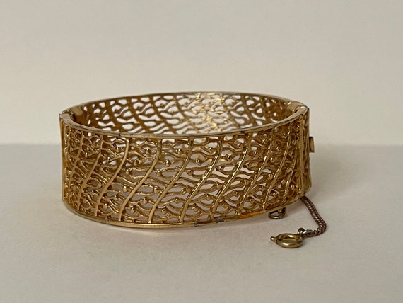 Corocraft gold plated filigree, open work bangle,… - image 6