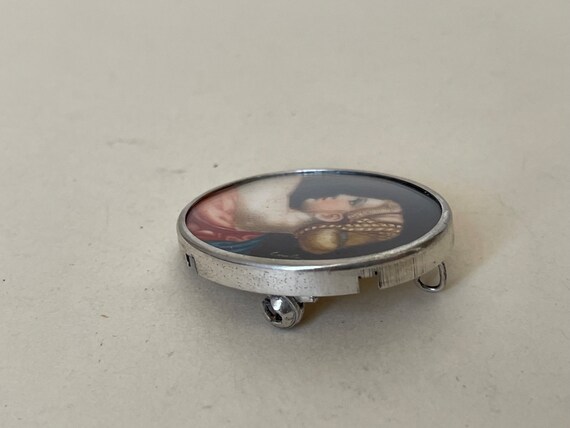800 Silver italian  Hand painted Portrait Brooch … - image 7