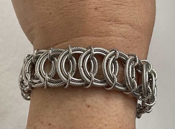 Goldette silver plated bracelet  linked circles - image 1