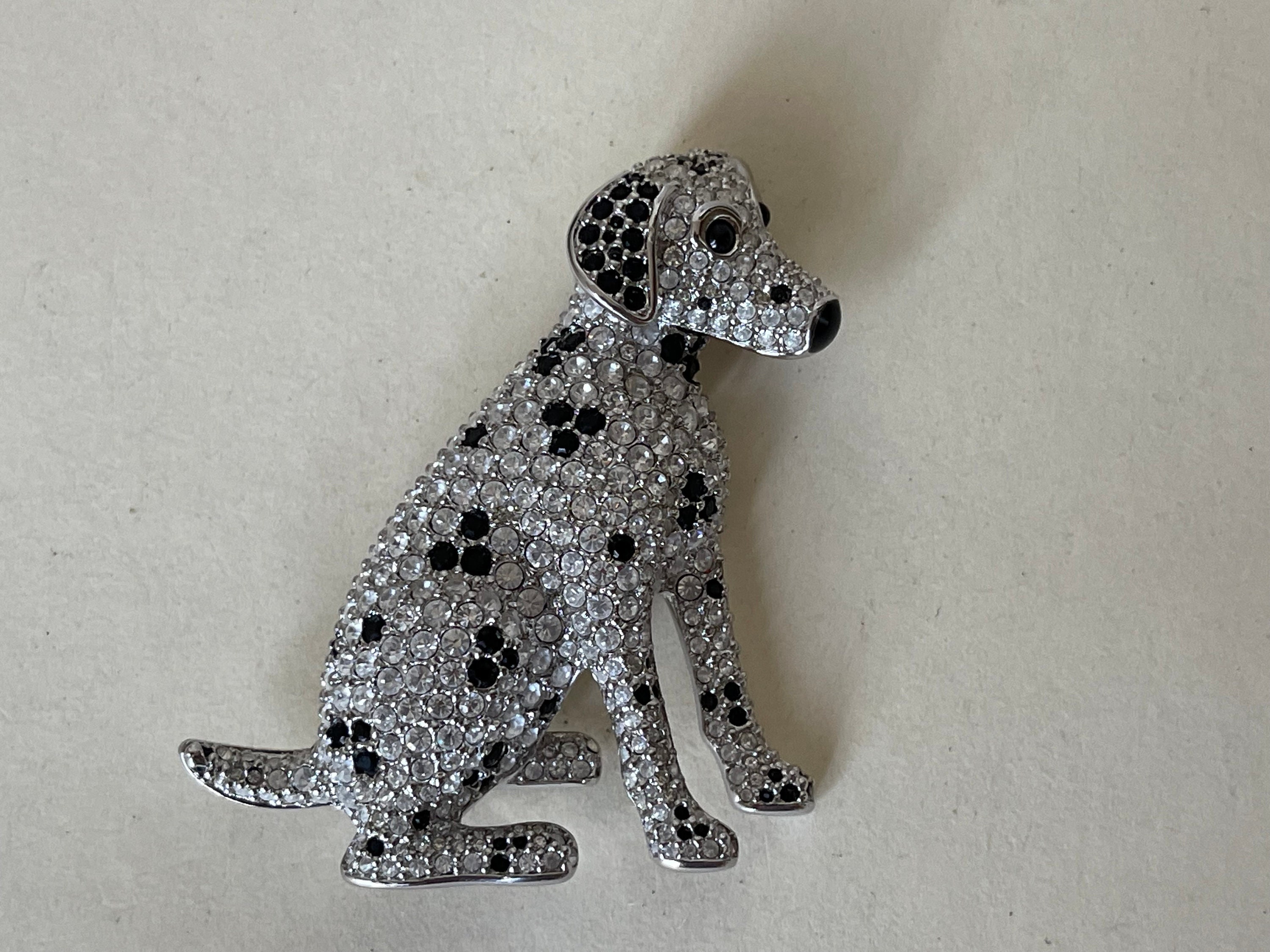 Swarovski Swan Mark Dalmatian Dog Clear, Black Crystals Brooch - Etsy