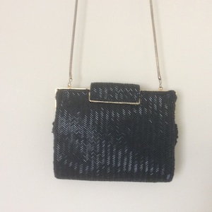 CACHE small black beaded evening  bag or clutch