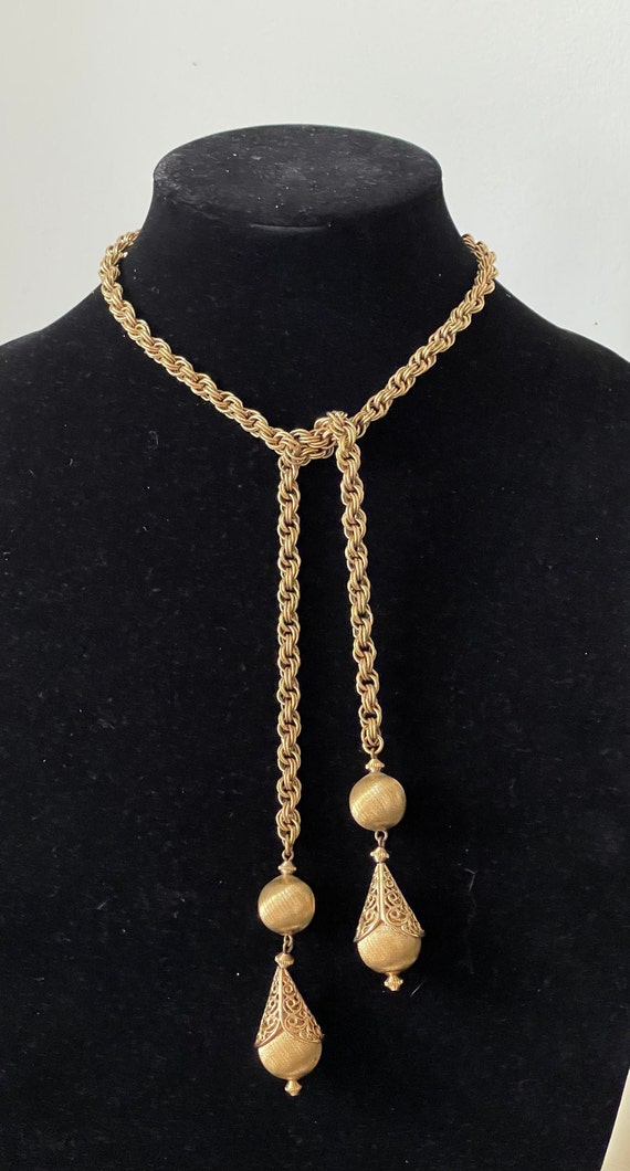 Monet unmarked gold plated Lariat style " Bolero "