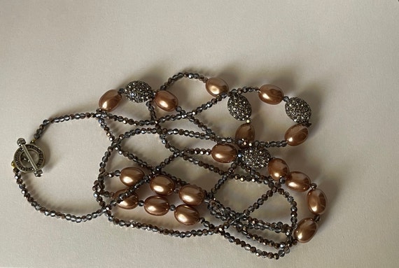 HEIDI DAUS faux pearls  metallic gold, topaz bead… - image 4
