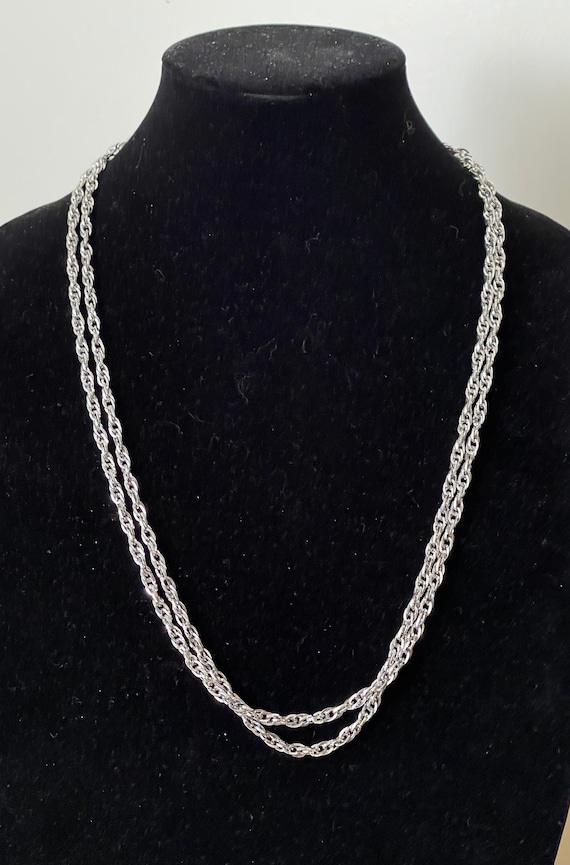 Monet silver  tone chain necklace  56"